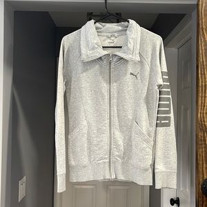 Puma grey zip up with collar, Womens small